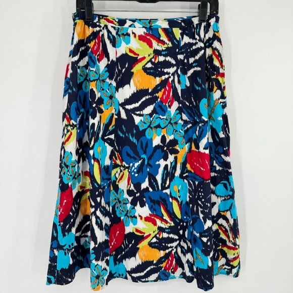 Chico's 1 Colorful floral print skirt womens size medium flowy cotton lined - Picture 7 of 10